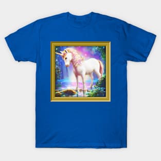 A golden unicorn in a pond T-Shirt